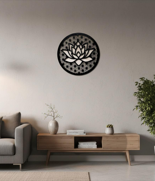 METSY Metal Lotus Wall Art for Living Room, Bed Room and Office|Wall Sculptures|Modern Decorative Art/Plaque Accessories |Wall Hanging Art (41cm x 41cm).