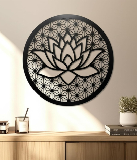 METSY Metal Lotus Wall Art for Living Room, Bed Room and Office|Wall Sculptures|Modern Decorative Art/Plaque Accessories |Wall Hanging Art (41cm x 41cm).