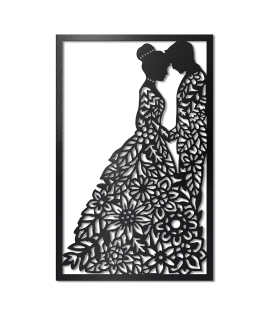 METSYWall Decor Couple Hanging,(59x38cm),Made of 1.2mm Metal Sheet, Crafted with Laser Cutting, Black Powder Coated, For Living room, Kid's Room, Bedroom, Hallway