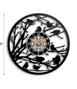 METSYWall Clock Birds Design,(Size: 44.5x44.5 cm),Precise Laser Cutting &amp; Black Powder Coated Standard