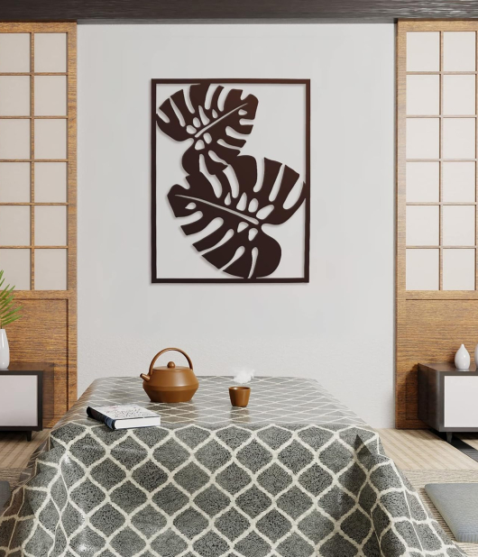 METSY METSYLaser Cut Monstera Leaves(795x615) mmBrownSuitable for Living, Bedroom, Dining Room, Hallway