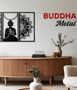 METSYHome Decor Buddha Mandala Art(Set of 3),(102x64cm),Made of Metal(1.2mm),(PRECISE CNC MACHINE), (INDUSTRIAL GRADE POWDER COAT), Scratch &amp; Rust Resistant