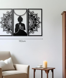 METSYHome Decor Buddha Mandala Art(Set of 3),(102x64cm),Made of Metal(1.2mm),(PRECISE CNC MACHINE), (INDUSTRIAL GRADE POWDER COAT), Scratch & Rust Resistant