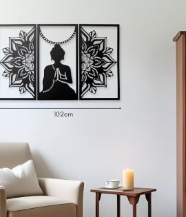 METSYHome Decor Buddha Mandala Art(Set of 3),(102x64cm),Made of Metal(1.2mm),(PRECISE CNC MACHINE), (INDUSTRIAL GRADE POWDER COAT), Scratch &amp; Rust Resistant
