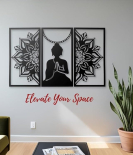 METSYHome Decor Buddha Mandala Art(Set of 3),(102x64cm),Made of Metal(1.2mm),(PRECISE CNC MACHINE), (INDUSTRIAL GRADE POWDER COAT), Scratch & Rust Resistant