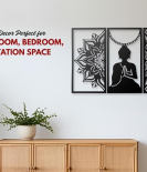 METSYHome Decor Buddha Mandala Art(Set of 3),(102x64cm),Made of Metal(1.2mm),(PRECISE CNC MACHINE), (INDUSTRIAL GRADE POWDER COAT), Scratch & Rust Resistant