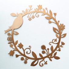 flower wreath with a bird sitting