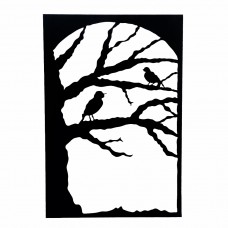 bird on a tree through a window